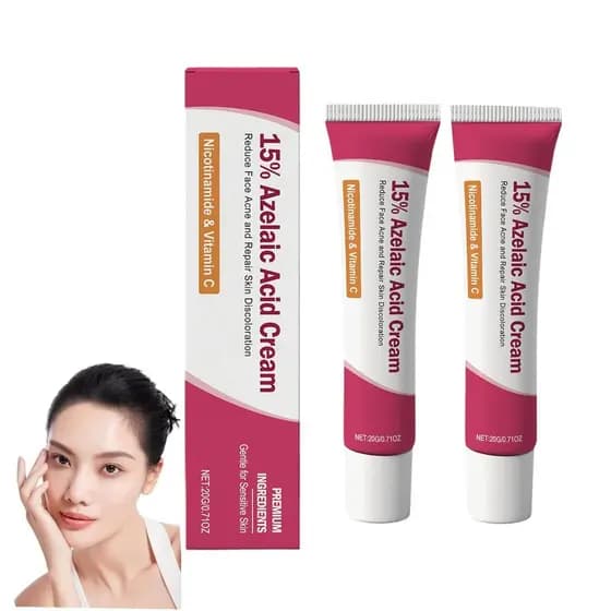 Creme contendo 15% de ácido azelaico, niacinamida e vitamina C, reduz manchas na pele e atenua manchas escuras, contém ó