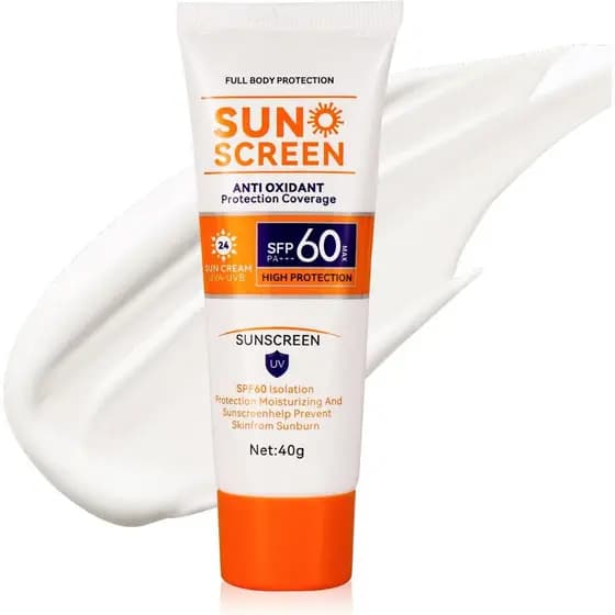 Protetor Solar para Rosto e Corpo FPS 60 - Proteção UVA/UVB - Loção Protetora Solar Hidratante - À Prova d'Água - Sem Ál