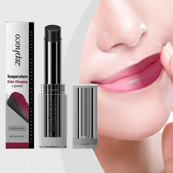 Zephoco Obsidian Mudança de Temperatura Batom Hidratante Suave Hidratante Fade Lip Lines Care Soft Lip Petal Batom