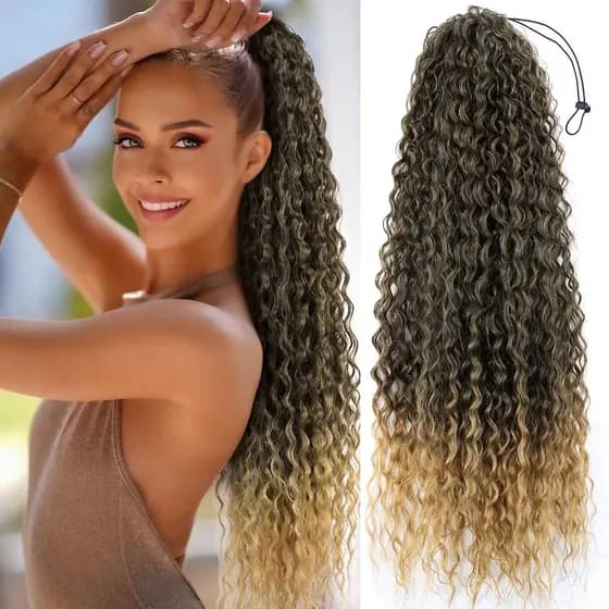 Cabelo De Balanço 75CM/100CM Extensão De Rabo De Pônei De Cachos Longos , Clip Sintético Resistente Ao Calor Em Peças De