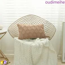 OUDIMEIHE Fronha Almofada Para Sala De Estar , Cama Decorativa Com Listras De Losango , Pano De Algodão , Decoração De S