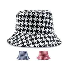 Chapéu de Pescador Dupla Face Unissex Estilo Hip-hop com Estampa Xadrez para Homens e Mulheres, Design Elegante de Outon