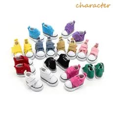 Personagem 1 Par De Sapatos De Lona De Boneca , 5cm De Comprimento DIY 1/6 Escala Mini Tênis , Plimsolls De Cano Alto