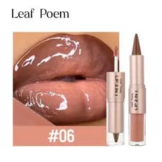 Delineador labial de ponta dupla e brilho labial em bastão - delineador labial fosco + combinação de brilho labial com b