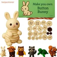 [baipestoner] 1 Conjunto Feito À Mão Highland Cow Animal Button Ornament Kit Bonito Decorações De Natal Acessórios DIY P