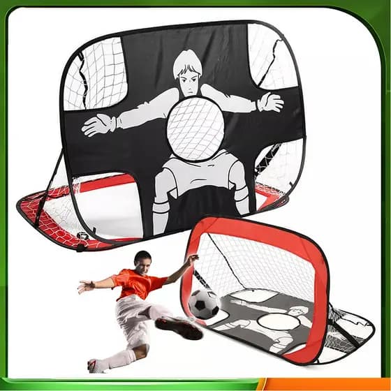 Preto vermelho crianças treinando gol de futebol ao ar livre dobrável conjunto de gol portátil