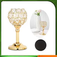 Suporte de vela de cristal K9 de tamanho pequeno de luxo leve Base de Metal dourado enfeites de mesa macios
