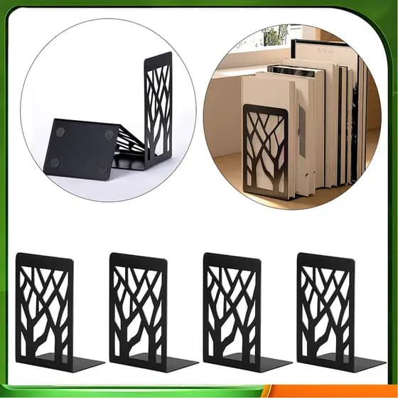 4 unidades de suportes para livros de Metal preto 12 x 17 x 9 cm Rack de armazenamento organizador de livros
