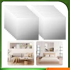 Espelho decorativo acrílico de 20cm autoadesivo com filme espelho prateado adesivo espelho de decoração de parede