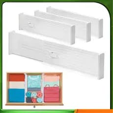 Divisor de gaveta retrátil ABS branco 27-47cm 4pcs caixa organizadora de armazenamento de gaveta
