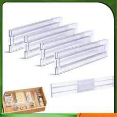 Separador de gaveta transparente transparente 4pcs 28-48cm embalagem de caixa de papel ajustável