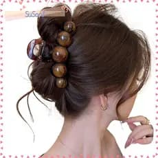 LUCKY-SUSAN1 Grampo De Cabelo , Garra Geométrica Com Contas Gradientes , Ferramenta De Estilo De Plástico Retrô De 11 Cm