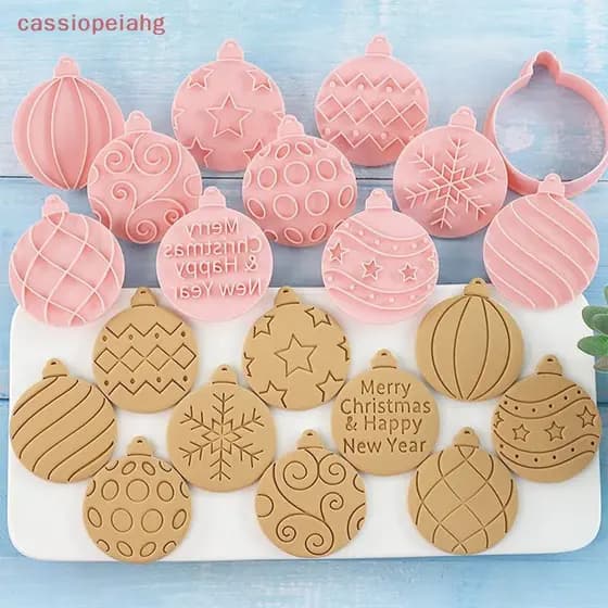 (cassiopeiahg) Molde de Biscoito Fofo de Natal Decoração de Bolo Fondant Cortador de Pressão 3D Cartoon Suprimentos pa