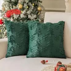 45x45 cm Capa de Almofada de Natal Árvore Verde Floco de Neve Capa de Almofada Pelúcia Decorativa Capa Macia de Pele Sin