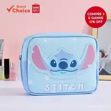 MINISO  disney stitch series - bolsa de maquiagem quadrada, fofa, espaçosa e durável (l) 22cm × 17cm × 17cm