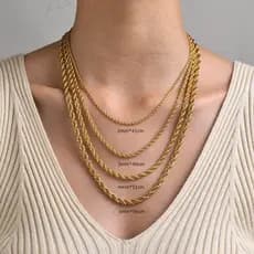 Colar De Corrente De Cordas De Aço Inoxidável Vnox Folheado A Ouro Twists Para Mulheres Homens