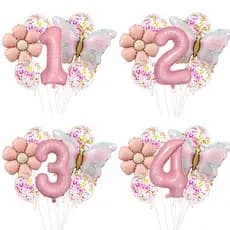Fosco margarida rosa borboleta balão conjunto confetes látex decoração crianças festa de aniversário carnaval decoração