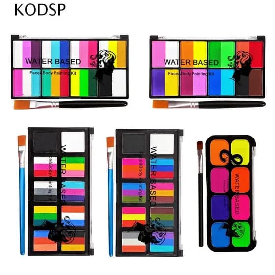 KODSP Pintura De Arte Corporal , Kit De Facial De Maquiagem Colorida ,  De Tintas A Óleo Com Pincel Paleta