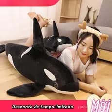 Brinquedo de Pelúcia Grande de Orca de 75cm Vida Marinha Brinquedo de Pelúcia Longo de Bico de Gato