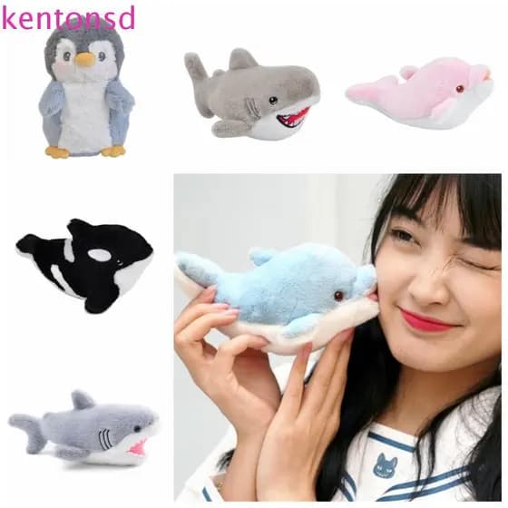 KENTONSD Tubarão Golfinho Pelúcia , Animais Do Oceano Imprensa Som Pinguim Boneca , Kawaii Dos Desenhos Animados Bonito