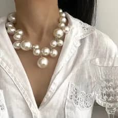 Elegante Imitação De Pérola Colar Feminino Grandes Pérolas Contas Gargantilha Colares Festa De Casamento Noiva Jóias Men