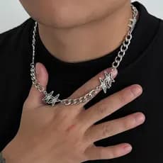 Hip Hop Personalidade Tira Cor Ranhurada Estrela De Cinco Pontas NK Corrente Colar Para Homens Mulheres Na Moda Criativo