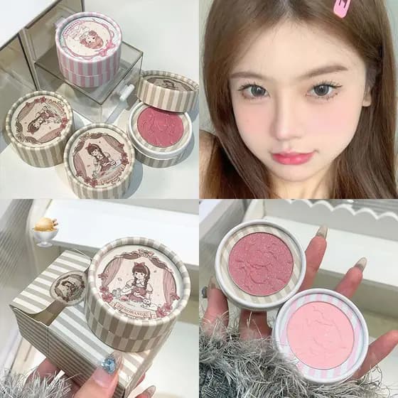 Tridimensional Em Relevo Blush Pó Fino Monocromático Suave Fosco Brilho Retro Rosa Amêndoas Rouge Melhorando Maquiagem