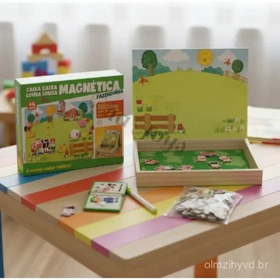 Caixa Magnética de Lousa Casa Pequena Brinquedo Educativo 2 em 1
