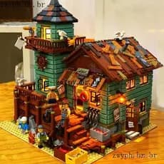2000 Micropartículas, vista de rua de uma casa na cidade, brinquedos educativos infantis, blocos de montar compatíveis c