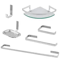 jogo com 6 PEÇAS QUADRADO STANDER CROMADO para banheiro