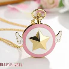BLUEVELVET1 Anime Relógios De Bolso Estilo Japonês Doce Relógio Mágico Feminino Quartzo Portátil Colar Corrente
