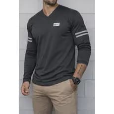 camiseta masculino manga longa gola V básico  HF