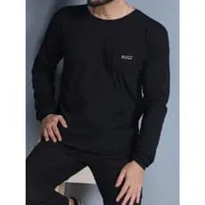 camiseta masculina manga longa lisa BOOZ algodão