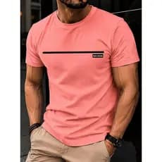 Camiseta masculina manga curta Estampada Algodão Casual ROCK