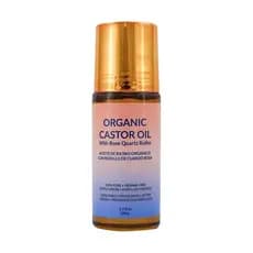 Óleo de Rícino Orgânico com Rolo de Quartzo Rosa, 1,7 fl oz, 100% Puro Extra Virgem, Livre de Hexano RQQN