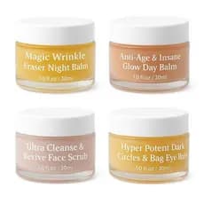 Bálsamo Facial para Pele Madura Froya Organics, Conjunto 4 em 1, com Romã, Rosa Mosqueta Ártica, Arnica da Montanha e Es