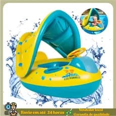 Barco inflável para bebé com proteção UV, carrinho de passeio com capa e bomba de ar Com Crianças de 1 a 4 anos