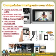 Campainha Inteligente APP Tuya 1080P, Video Porteiro WiFi com NFC e Cartão IC, Desbloqueio Remoto Visão Noturna IP65 par