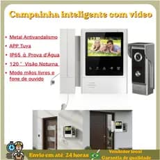 Video Porteiro 1MP com Câmera, Campainha Inteligente com Desbloqueio por Vídeo, Função Viva-Voz e Monofone, Antivandalis