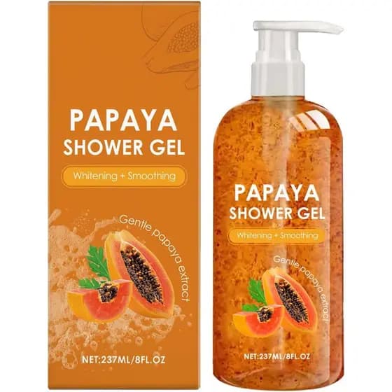 Gel de Banho de Papaia, Gel de Banho Clareador de Papaia, Sabonete Líquido Esfoliante Suavizante, Gel de Banho Nutritivo