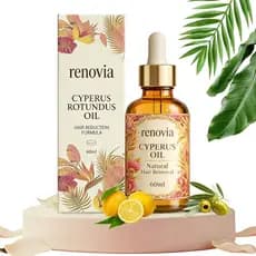 Óleo de Renovia Cyperus Rotundus, Sérum para Remoção de Pelos da Renovia Organics, Hidratante e Revitalizante para uma P