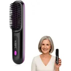 Escova de Cabelo Aquecida Flown, Flown Go Brush Pro UK, Escova Alisadora de Cabelo Sem Fio - Escova de Estilização Cerâm