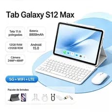 Combo Pad Galaxy S12 Max com Teclado e Mouse | 12GB RAM 512GB | Tela 11.6" HD | Bateria 8800mAh | Android 15