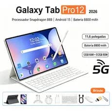 Tablet Galaxy Pro12 | 12GB RAM 512GB | Android 15 | Tela 11.6" HD | 5G | Com Teclado e Mouse Grátis