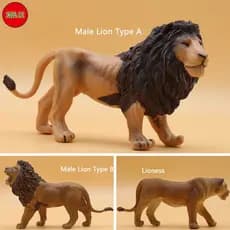 [Em Estoque] Conjunto de Modelos de Leão Macho e Fêmea Selvagens Simulados para Adultos, Modelo Colecionável em Miniatur