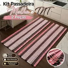 Kit 2 Tapete Passadeira Tear Artesanal Cozinha Quarto
