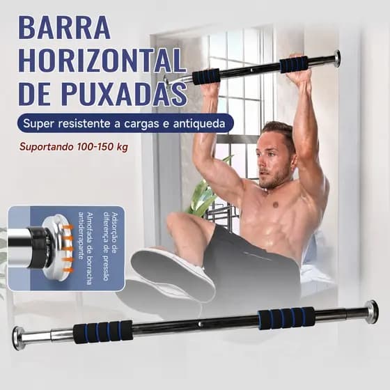 Barra Fixa Flexão Porta Apoio Regulável 64 a 100 Cm
