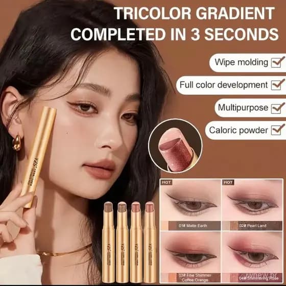 [COD]YZS Bastão de Sombra para Olhos 3 Cores Brilhante com Glitter Gradiente para Iniciantes Maquiagem para Olhos com Ef