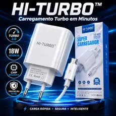 Carregador Turbo  Micro USB V8 HI-TURBO SmartCharge 3.0 Compatível SAMSUNG/ MOTOROLA/ LG/ ANDROID