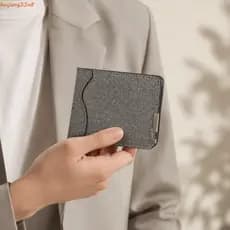 Carteira Curta De Lona HUIJIANG , Slim Fit Masculina Compacta Retrô Ultrafina Com Vários Cartões De Cor Sólida